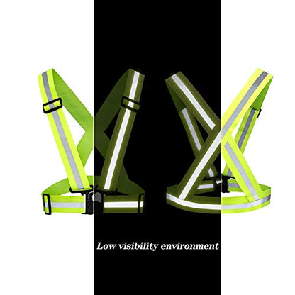 Safety Reflective Vest 5pcs, Adjustable Reflective Vest, High Visibility Provides Absolute Security, Suitable for Running, Cycling, Motorcycle, Green - color: Green