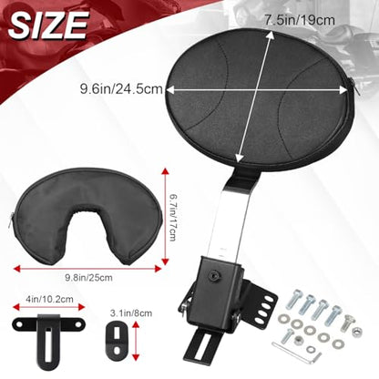 AUFER Adjustable Plug-in Driver Rider Backrest Compatible With For 1997-2026 Harley Touring Road King Street Glide Road Glide Electra Glide Models Driver Backrest - size: Double Line Style (Chrome)