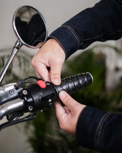 Trip Machine Company Motorcycle Handlebar Leather Grip Wrap Covers – Universal Throttle Grip Covers with Double Sided Tape – Anti-Slip Bike Handle Accessories - color: Black Perforated