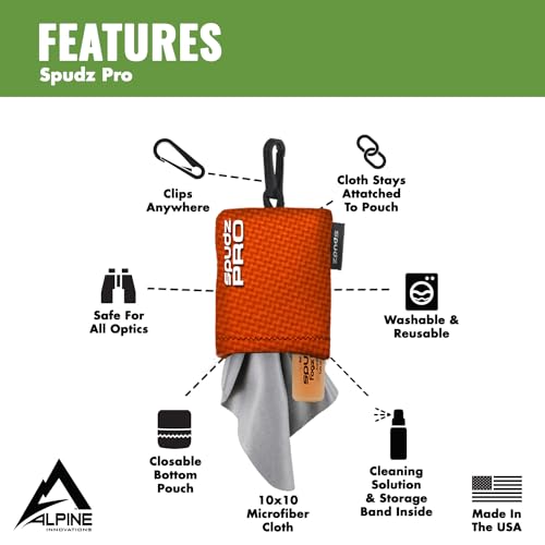 SPUDZ Pro | 10" x 10" Microfiber Cloth Screen & Lens Cleaner w/ 4ml Bottle | - color: Blaze Orange W/ Bottle of Fogzoff