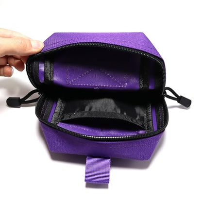 2 Pack Small Molle Pouches - Tactical Compact Water-Resistant EDC Pouch Bag Utility Belt Pouch Waist Pack Bag - color: Purple