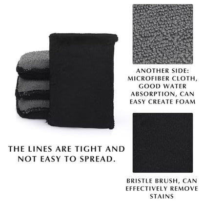 Mudder 8 Pcs Car Interior Scrubbing Sponge 5'' x 3'' Fiber Car Wax Applicator pad Household Cleaning Sponges for Leather Car Seat Couch Cleaning (Gray Black) - color: Gray Black