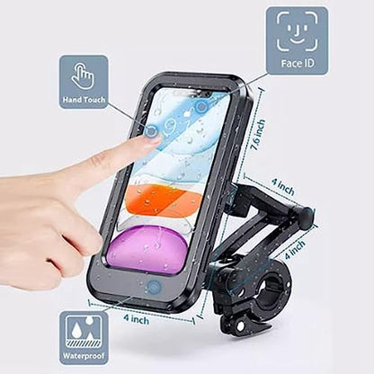 Tyenaza Motorcycle Navigation Bracket, Motorcycle Phone Holder Waterproofs Sensitive TPU Touch Screen 360° Rotation Bike Navigation Mount
