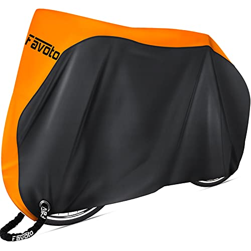 Favoto Bike Cover Waterproof Outdoor Bicycle Cover Thicken Oxford Windproof UV Snow Rustproof with Lock Hole Storage Bag for Mountain Road Bike City Bike Beach Cruiser Bike, Mid-Orange - color: Mid-Orange, size: for 1-2 bikes