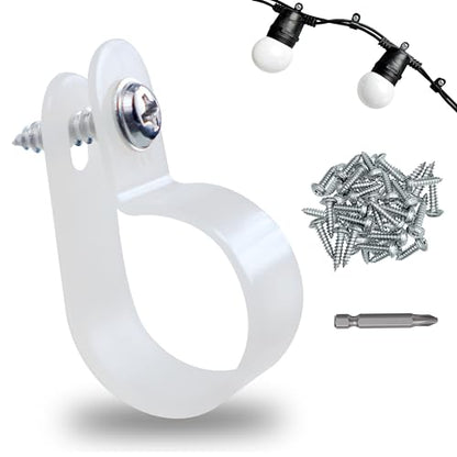 300 Pack 1/4 in Rope Light Clips p-Style Mounting Clips Plastic Cable Clamps for Wire Management (White-300p, 1/4) - color: White-300p, size: 1/4