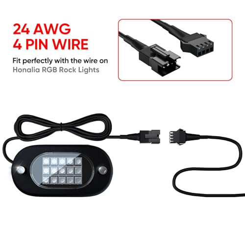 LED Rock Light Extension Wire 4 PCS,47 Inch 4 Pin LED Extension Cable,Neon Accent Kits RGB LED Light Extension Cable for Trucks ATV UTV - size: 4-pin