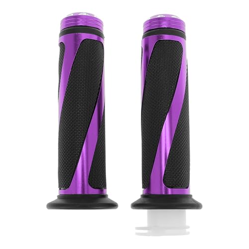 7/8" 22mm 15/16" 24mm Motorcycle Hand Grips Cover Kit Aluminum Alloy Rubber Handle Bar Throttle Grips for Motorcycle Scooter Bicycle ATV Purple 1 Set - color: Purple