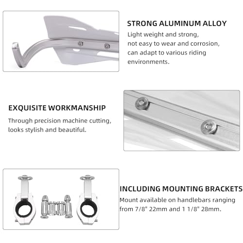 JFG RACING Dirt Bike Hand Guards,Universal 7/8" 22mm and 1 1/8" 28mm Handlebar Motorcycle Handguards for CRF XR YZF XC KX 125 150 250 300 Dirtbike Motocross Supermoto ATV Scooter Electric Bike-White - color: white