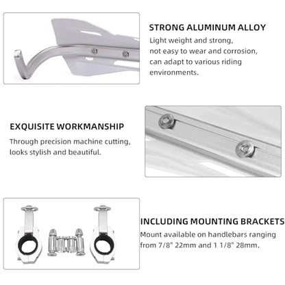 JFG RACING Dirt Bike Hand Guards,Universal 7/8" 22mm and 1 1/8" 28mm Handlebar Motorcycle Handguards for CRF XR YZF XC KX 125 150 250 300 Dirtbike Motocross Supermoto ATV Scooter Electric Bike-White - color: white