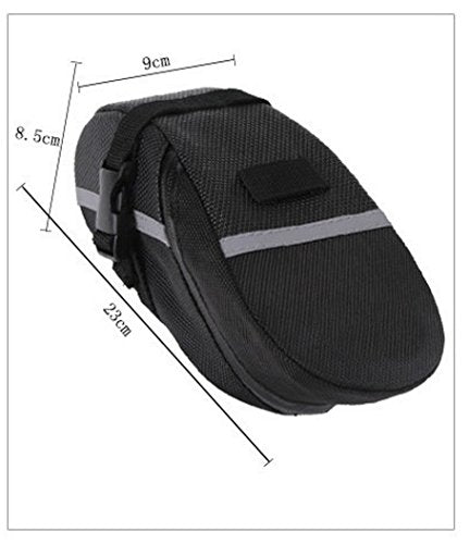BlueSunshine Bicycle Strap-On Bike Saddle Bag Under Seat Bag Cycling Bag (Black)