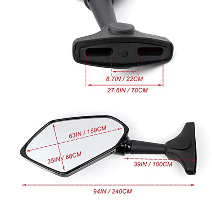 Mokuo Adjustable Motorcycle LED Turn Signal Rearview Mirrors with Front Arrow LED Light Fit for Honda CBR600RR Suzuki GSXR750 Yamaha R6 Kawasaki