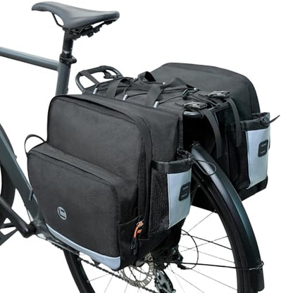Bike Saddle Bags for Rear Rack, 30L Large Capacity Bike Panniers, Waterproof Double Bicycle Trunk Bag with Reflective Strips, Bike Accessories for Road Mountain Cycling Traveling Commuting - color: 30L Upgraded