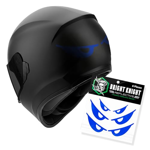 Bright Knight Decals Reflective Evil Eye Stickers, 6" x 3" Blue Evil Eye Motorcycle Decals & Graphics for Bike & Motorcycle Helmet Stickers, Made in USA, 3 Pairs - color: Blue