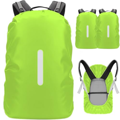2 Pack WaterproofBackpack Rain Cover, Reflective Rucksack Rain Cover Rainproof Snowproof for Anti-Theft Hiking Camping Traveling, 1 Adjustable Buckle Strap, Green XL (for 56-70L Backpack) - color: Green, size: X-Large