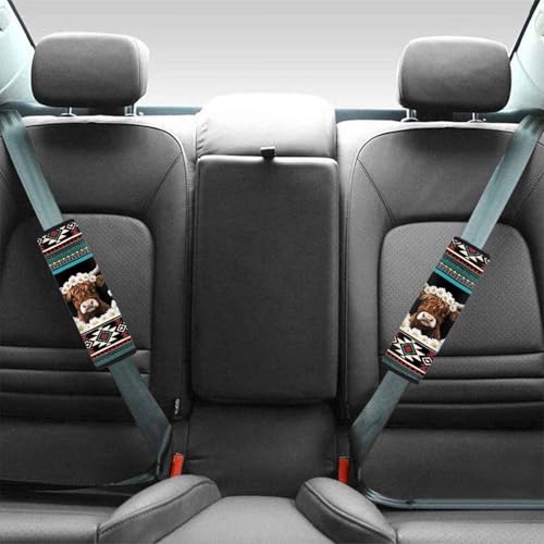 GIFTPUZZ Aztec Yak 2Pcs Car Seat Belt Cover Pads Baseball Ghost Pattern Shoulder Seatbelt Pads Cover Car Seatbelt Shoulder Strap Cushion Pads Universal Fit for Cars Bags - color: Aztec Yak