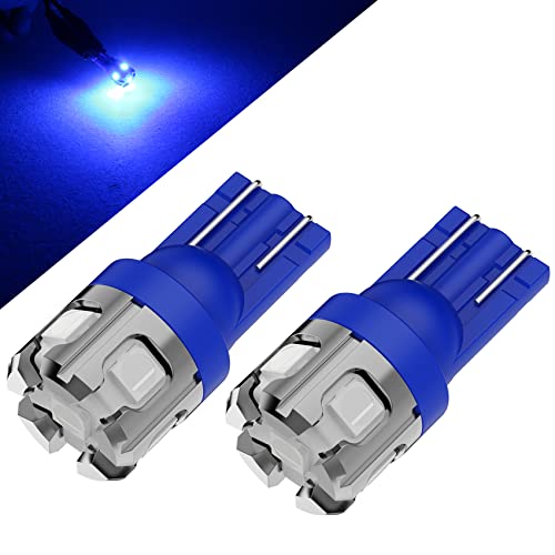 PHINLION 194 LED Light Bulb Blue Super Bright 168 2825 W5W T10 Wedge 6-SMD 3030 Chipsets LED Replacement Bulbs for Car Interior Map Dome Parking Door Courtesy License Plate Lights - color: Blue