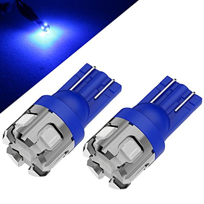 PHINLION 194 LED Light Bulb Blue Super Bright 168 2825 W5W T10 Wedge 6-SMD 3030 Chipsets LED Replacement Bulbs for Car Interior Map Dome Parking Door Courtesy License Plate Lights - color: Blue