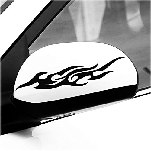 2 Pair 2.4 x 7.5 Inch Black Flame Car Stickers Modified Flames Stickers Bumper Stickers Rearview Mirror Head Cover Stickers to Block Scratches Multicolor for Vehicle/Motorcycle - color: Black