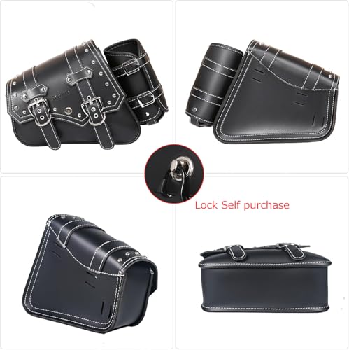 Motorcycle Saddle Bags Side Bags - Saddlebags Softail Pvc Leather,Waterproof, Side Tool Bag, Universal Storage Tool Bag for Motorbike,with cup holder (Left Side) - style: Left