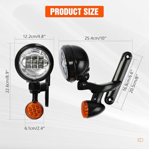 XFMT Motorcycle 4.5" Auxiliary Spot Fog Light LED Turn Signal Light W/Bracket For Harley Touring Road King 1994-Later Electra Glide 1997-Later Street Glide FLHX 2006-Later, Black + Chrome - color: Black + Chrome