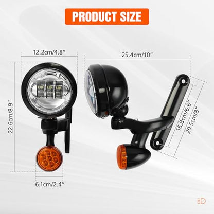 XFMT Motorcycle 4.5" Auxiliary Spot Fog Light LED Turn Signal Light W/Bracket For Harley Touring Road King 1994-Later Electra Glide 1997-Later Street Glide FLHX 2006-Later, Black + Chrome - color: Black + Chrome
