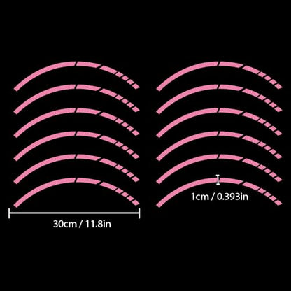12PCS Reflective Car Wheel Stickers, Night Safety Warning Bicycle Stickers, Anti-Scratch Reflective Rim Decals for Car Motorcycle Cycling Bike (Pink) - color: Pink