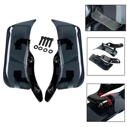 Smoke Adjustable Fairing Air Deflectors Side Wing Windshield for Harley Road Glide 2015-2023 - color: Smoke