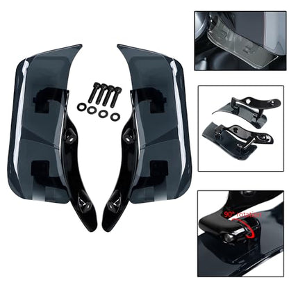 Smoke Adjustable Fairing Air Deflectors Side Wing Windshield for Harley Road Glide 2015-2023 - color: Smoke