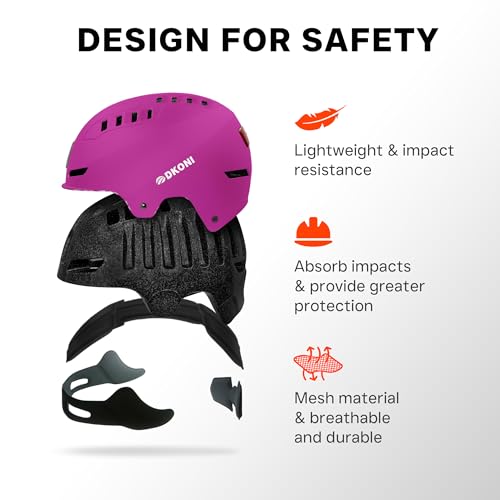 DKONI Bike Helmet with LED Lights Bicycle Helmets Commuter Cycling Helmet USB Rechargeable Front & Back LED Light Helmet for Adult Men Women - color: Pink, size: Medium: 20.5-22.5inch (52-58cm)