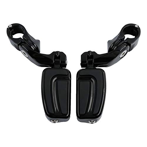 XFMT Motorcycle Highway Pegs 1.25" Short Angled Highway Footpeg Adjustable Footrest Fit For Harley Road King Street Glide Electra Glide Softail Sportster with 1 1/4" Engine Guard, Black - color: Black Style 4, size: Short Angled