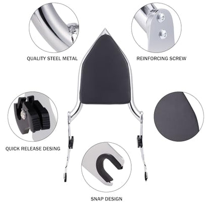 Detachable Sissy Bar Backrest Passenger Backrest Compatible with Harley Touring Street Glide Road Glide Road King Electra Glide 2009-2025 (Chrome) - color: Chrome