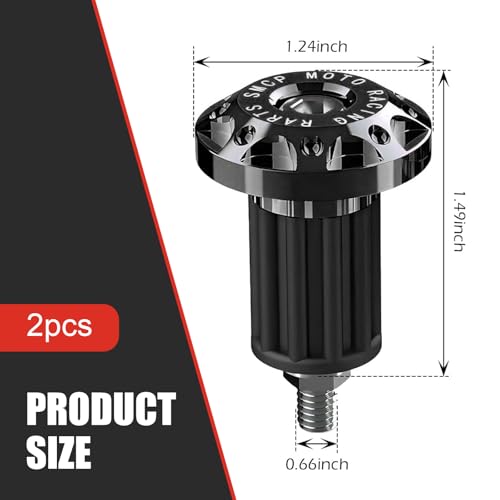 2 PCS Universal Motorcycle Bar End Plug, Shockproof Handlebar End Caps, 7/8" Aluminum Alloy Handlebar Grip End Caps Replacement, for Most Motorcycles (Black) - color: Black