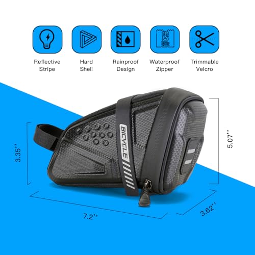 EVA hard shell waterproof bike saddle bag Seat bag Bike bag under seat 1 litre Bike tail bag Bike Rear bag Bike riding Accessories Storage bag Bike wedge bag Mountain road bike