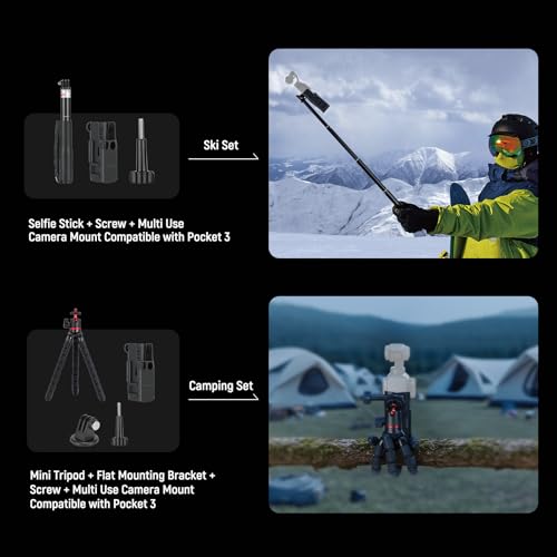 NEEWER Basics 16 in 1 Accessories Kit Compatible with DJI OSMO Pocket 3, Mini Tripod Selfie Stick Chest Strap Magnetic Neck Mount Extension Adapter Mountaineering Cycling Dual Cam Vlog, GP-52 - style: 16 in 1/for Pocket 3