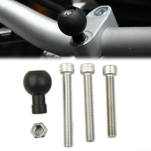Motorcycle Handlebar Clamp Base with 1 Inch Ball for RAM Mounts B-367U, M8 Threaded Bolt Adapter, Aluminum Alloy GPS Bracket Holder for Top Clamp Phone