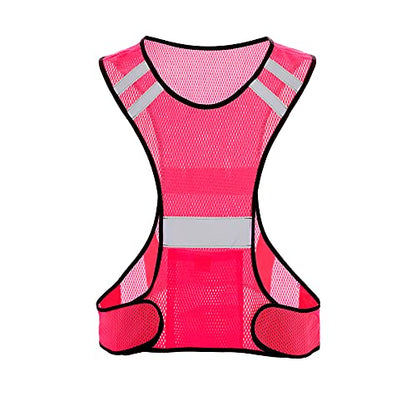 TCCFCCT Reflective Running Vest, High Visibility Running Gear with Large Pocket - color: 1 Pack Mesh Pink