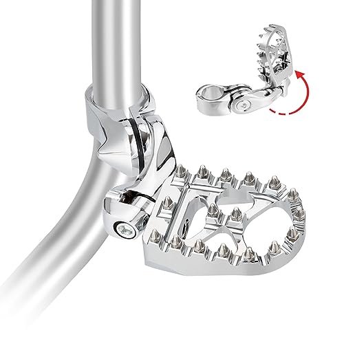 Motorcycle Highway Foot Pegs, FootPeg Pedals, 1.25 inch Highway Bar Footpegs Fit for Harley Touring Honda Kawasaki Suzuki Yamaha (Large Silver) - size: Large Silver