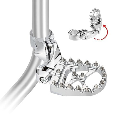 Motorcycle Highway Foot Pegs, FootPeg Pedals, 1.25 inch Highway Bar Footpegs Fit for Harley Touring Honda Kawasaki Suzuki Yamaha (Large Silver) - size: Large Silver