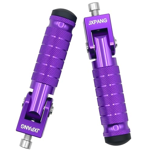 Universal Motorcycle Bicycle Folding Passenger Foot Pegs M8 Rearsets Rear Set Footrests Footpeg Foot Rest Peg Pedals For Bike Install Hole 8mm (Purple) - color: Purple