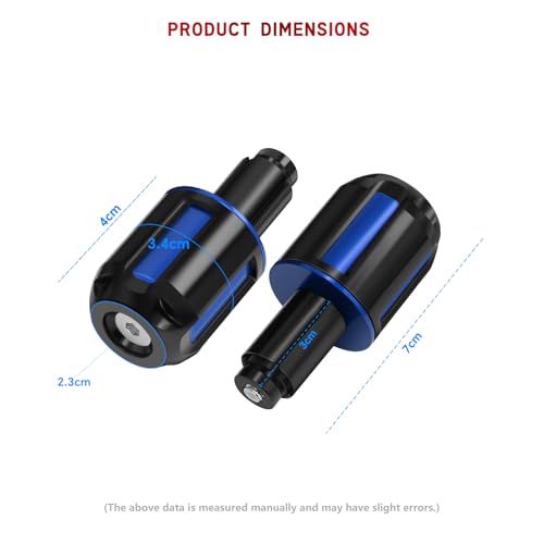 Motorcycle Handlebar Bar Ends Plug, CNC HandleBar Bar Ends Grips Plug Fit For Kawasaki Yamaha Honda Suzuki Aprilia And Motorcycles With Handlebar Inner Diameter Of 14-22mm (Blue) - color: Blue