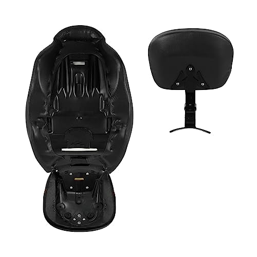 TCT-MOTORPARTS Low-Profile Driver Passenger Seat w/Driver Rider Backrest Pad Fits for Harley Touring 2009-2023 Street Glide CVO Road Glide Electra Glide Ultra-Classic Road King Black Stitching - color: Seat+Driver Backrest Black