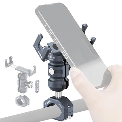 Aluminum Motorcycle Phone Holder, Screw Clamp Fits 22-32mm Handlebar, Adjustable Socket Arm & Phone Clip for 4.7-7" Smartphones, Compatible with Motorcycle/ATV/Bicycle (KPS-02) - color: KPS-02