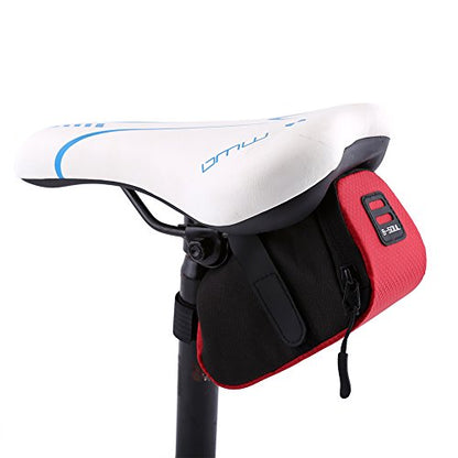 Zopsc Saddle Bag, Super Light Polyester, Under-Seat Zippered Storage, for Most Bikes, Red - color: red