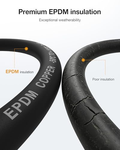 6 Gauge Wire Battery Cable, 6 AWG EPDM Welding Cable with Oxygen-Free Copper, Flexible/High Conductivity for Solar, Automotive, Battery, Inverter, RV, Marine (5 ft Red + 5 ft Black) - color: 6awg, size: 5ft