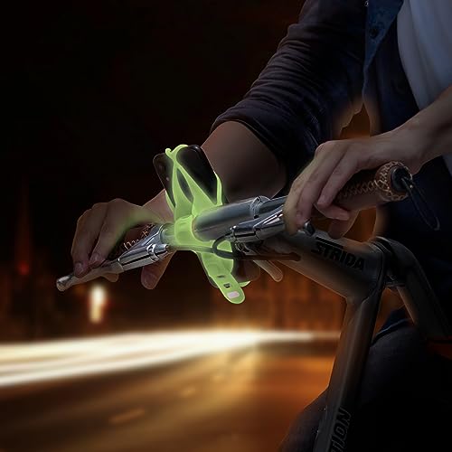 Bone Bike Tie 4, Bike Cell Phone Mount for Handlebar, Scratch-Free Silicone Holder with Anti-Slip Design, Universal Cycling Phone Holder Compatible with Most Smartphones (Luminous - Handlebar) - color: Bike Tie 4 - Luminous