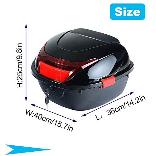Daily Tail Box Motorcycle Trunk Luggage Top Box for Scooter/Motorcycle/Moped Back Top Case ABS Hard Shell 28L(White) - color: White