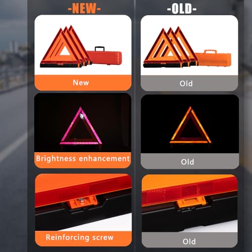 Warning Triangle Sign DOT Approved 3PK,Reflective Warning Road Safety Triangle Kit for Truck,49 CFR Part 571.125 (FMVSS 125) US