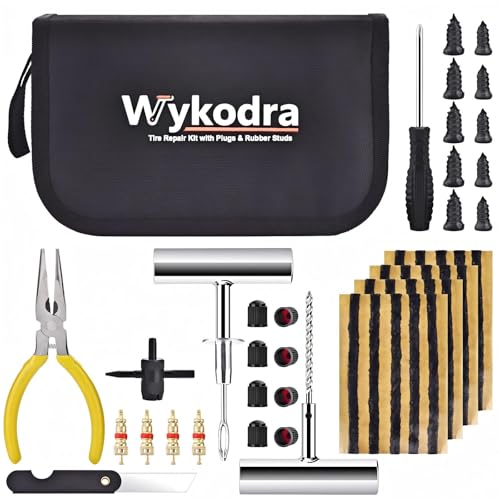Tire Repair Kit, 48Pcs Tire Repair Tool with Plugs & Nail, Professional Heavy Duty Emergency Flat Tire Repair, Repair Tire for Car, RV, SUV, Jeep, UTV, Truck, Motorcycle, Tractor, Mower, Wheelbarrow - style: Max[48Pcs]