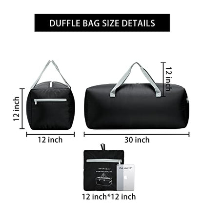 iFARADAY 2 Packs Foldable Duffel Bag 30" / 75L Lightweight with Water Rresistant for Travel - color: Black-75L-2 Pack