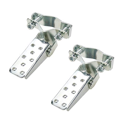 Modengzhe Foldable Foot Pedals, Universal Frame Clamp-On Type Folding Foot Step Pegs for Motorcycle (Black Plated),Pack of 2 - color: Silver